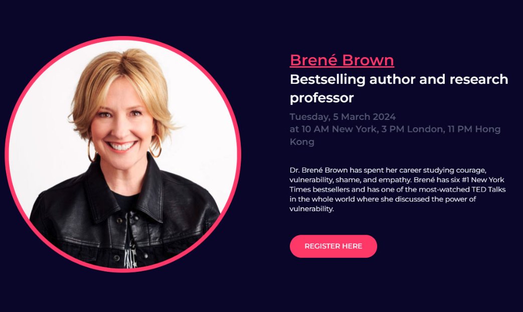 EO event registration page for Brené Brown's Powerhouse session, Tuesday 5 March 2024