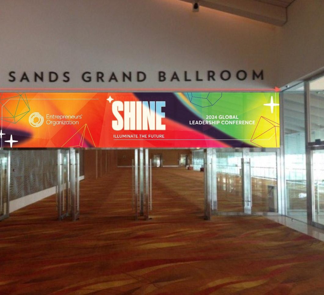 SHINE entrance signage approved for installation above the doors to the Sands Grand Ballroom