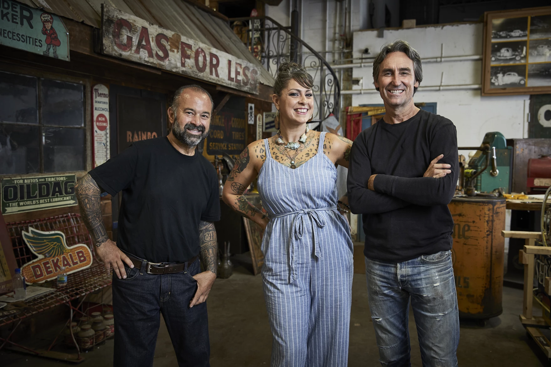 American Pickers cast in the Antique Archaeology shop